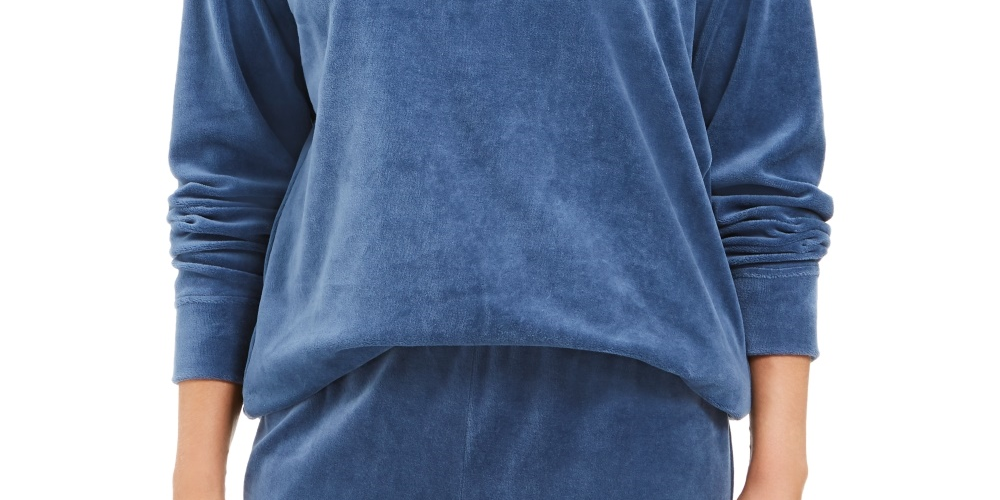Karen Scott Women's Sport Velour Sweatshirt Blue Size X-Large