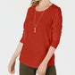 Style & Co Women's Long-Sleeve Crewneck Top Orange Size X-Large