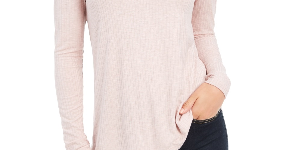 Charter Club Women's Heathered Ribbed Turtleneck Top Pink Size XX-Large