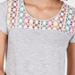 Style & Co Women's Cotton Crochet-Yoke Striped Top White Size Small