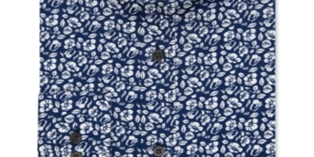 Sean John Men's Classic Regular Fit Print Dress Shirt Navy Size 2XL