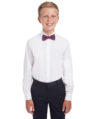 Tommy Hilfiger Big Boy's 2-Pc. Stretch Poplin Shirt & Plaid Bow Tie Set White Size 20