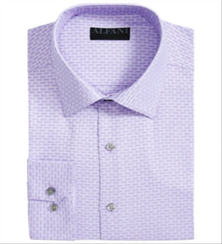 Alfani Men's Classic Fit AlfaTech Dobby Shirt Purple Size S 14-14/5