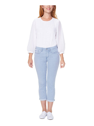 NYDJ Women's Pocketed Pinstripe Skinny Blue Jeans Size 0