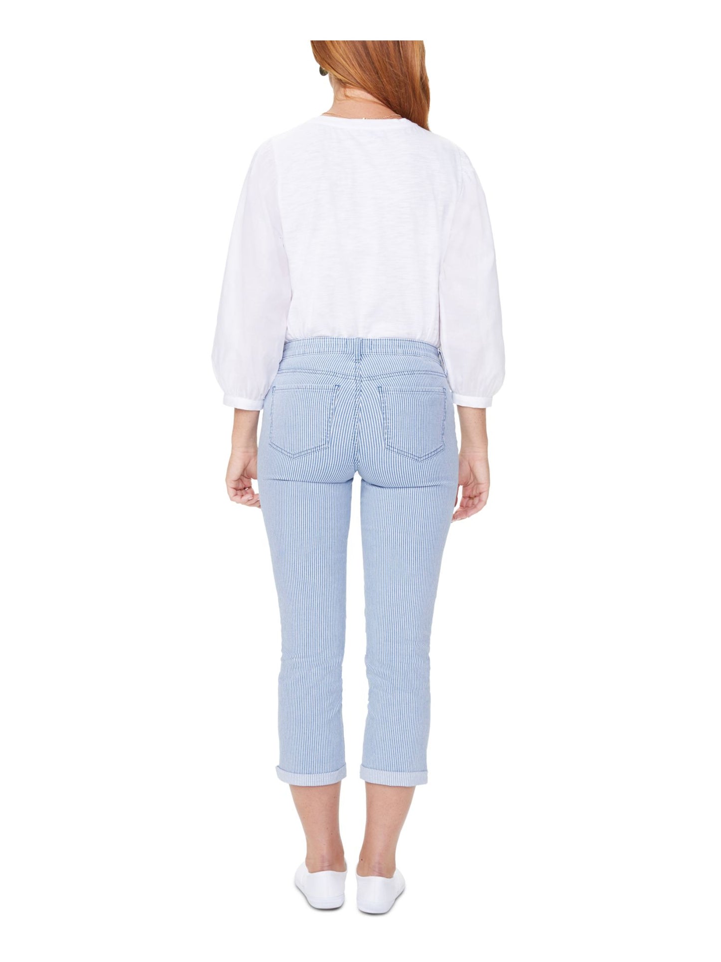 NYDJ Women's Pocketed Pinstripe Skinny Blue Jeans Size 0