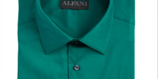 Alfani Men's Slim Fit Performance Stretch Easy Care Solid Dress Shirt Green Size XL
