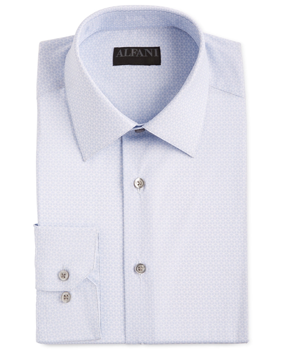 Alfani Men's Geometric Print Dress Shirt Blue Size 16X16