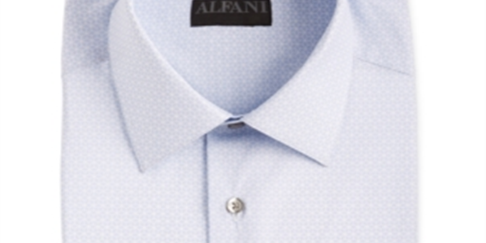 Alfani Men's Geometric Print Dress Shirt Blue Size 16X16