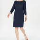 Karen Scott Women's Boat Neck Studded Dress Blue Size -Petite L