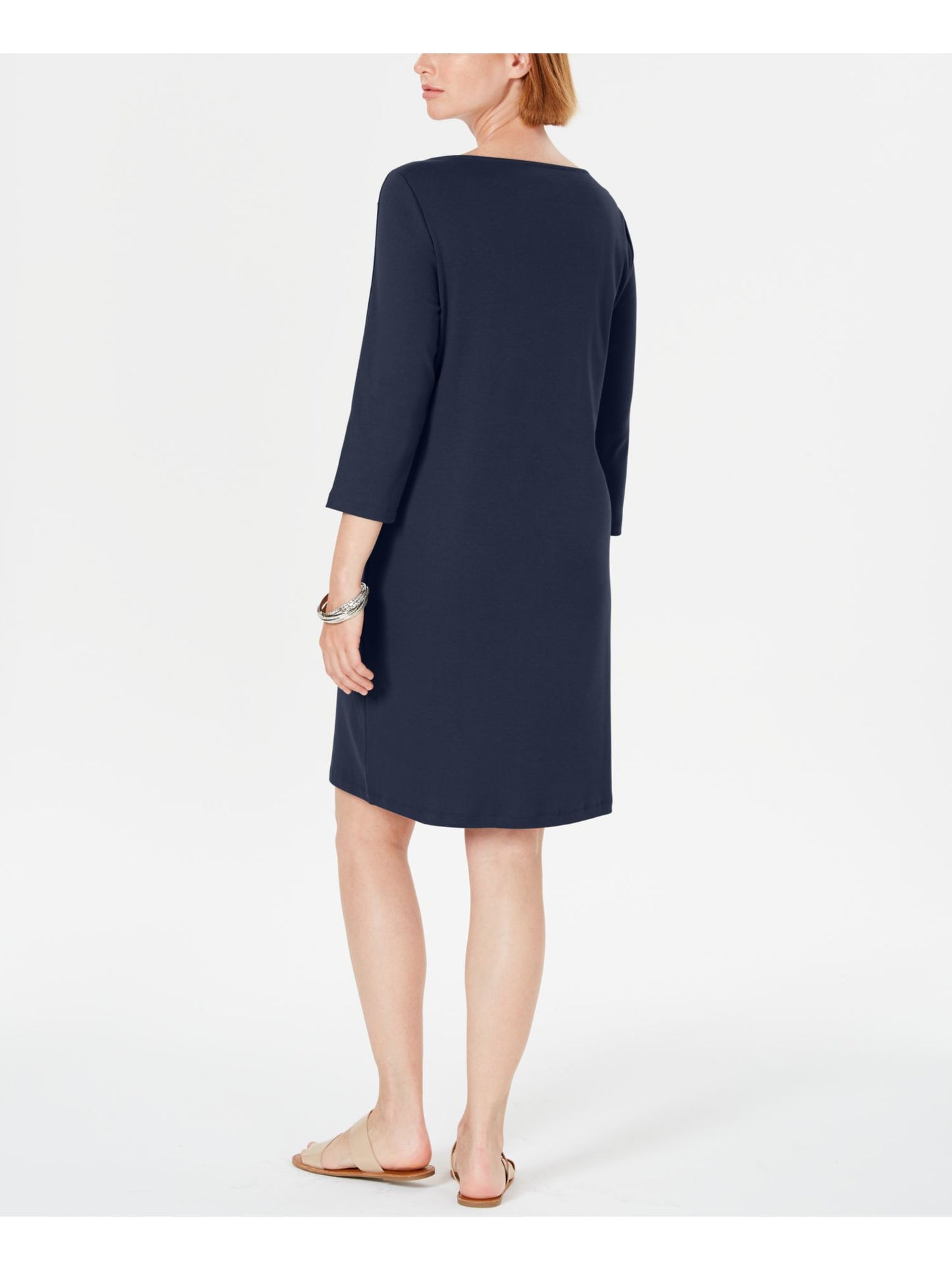 Karen Scott Women's Boat Neck Studded Dress Blue Size -Petite L