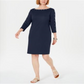 Karen Scott Women's Boat Neck Studded Dress Blue Size -Petite L
