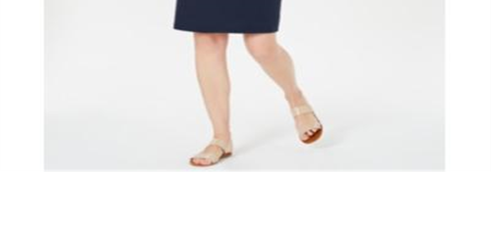 Karen Scott Women's Boat Neck Studded Dress Blue Size -Petite L