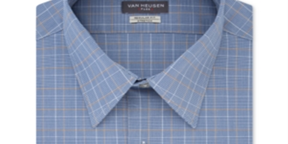 Van Heusen Men's Flex Classic Fit Stretch Wrinkle Free Check Dress Shirt Blue Size 2X 18/5