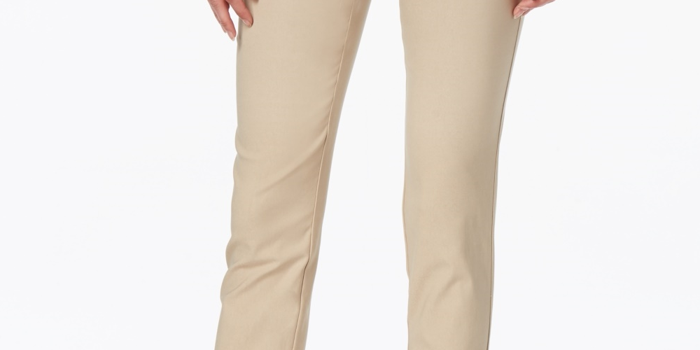 Charter Club Women's Chelsea Tummy-Control Ankle Pants Beige Size 10 Petite