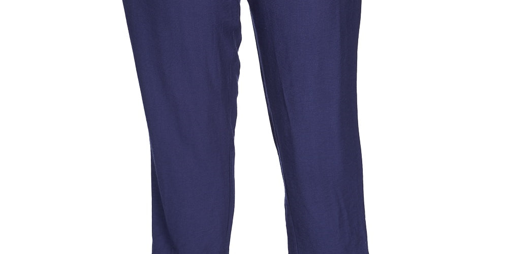 1.STATE Women's Trendy Flat-Front Drawstring Ankle Pants Blue 3X