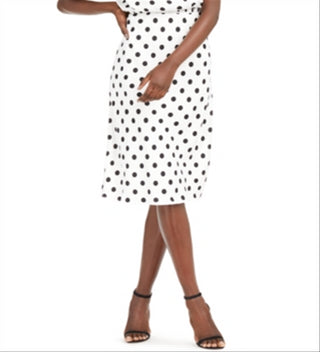 INC Womens White Polka Dot Below the Knee Pencil Skirt White Size Large
