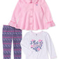 Kids Headquarters Toddler Girls 3-Pc. Fleece Jacket Love Top & Printed Leggings Set Assorted Size 2T