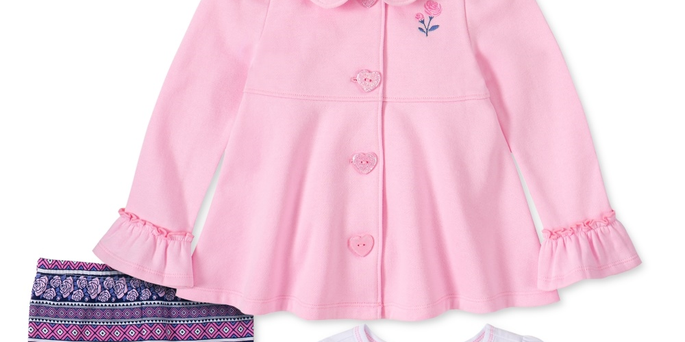 Kids Headquarters Toddler Girls 3-Pc. Fleece Jacket Love Top & Printed Leggings Set Assorted Size 2T