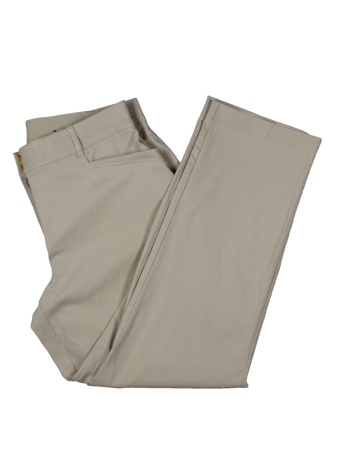 JM Collection Women's Regular and Short Length Curvy Fit Straight Leg Pants Cream Size 16 S
