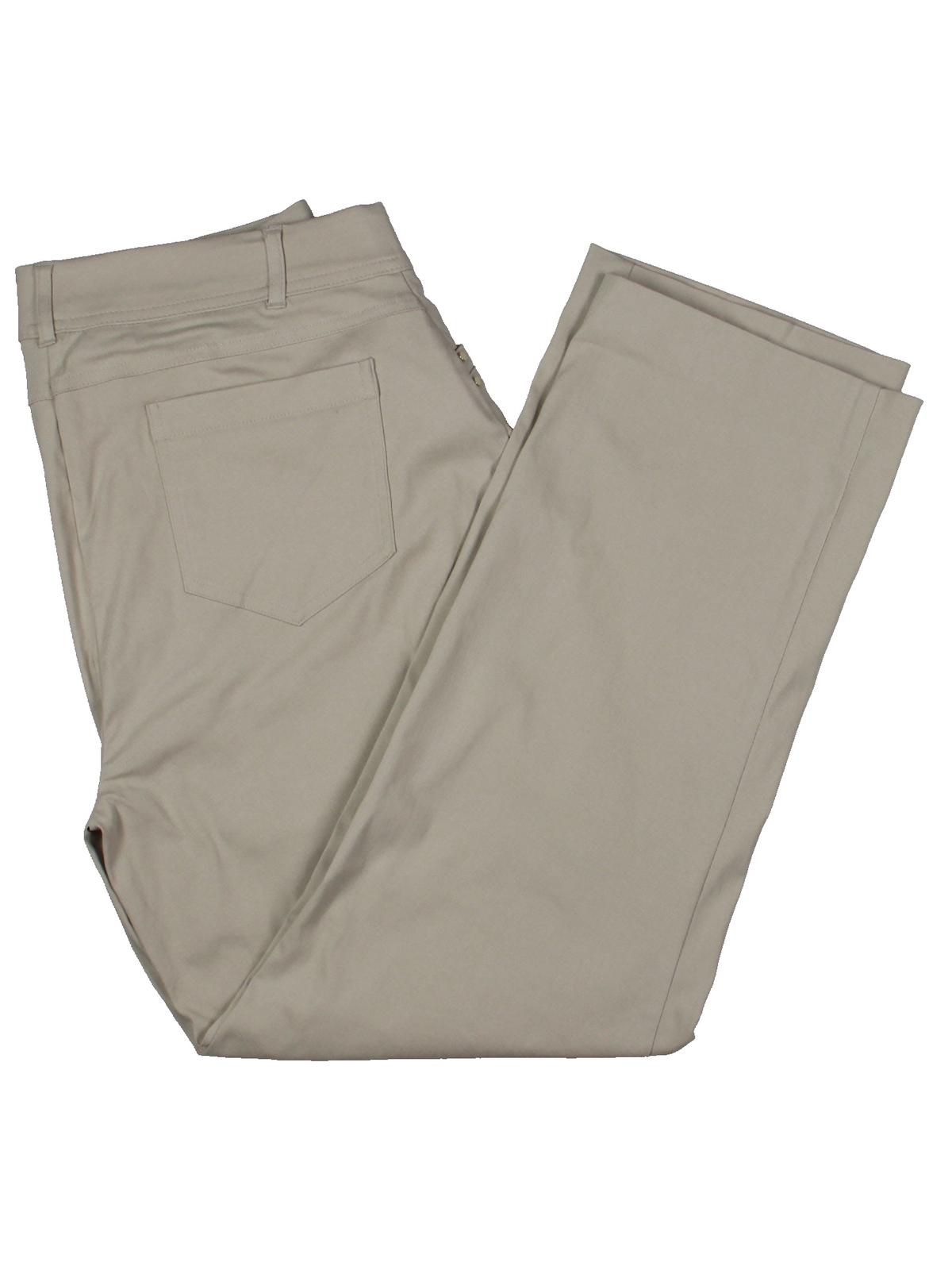 JM Collection Women's Regular and Short Length Curvy Fit Straight Leg Pants Cream Size 16 S