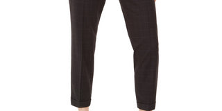 Calvin Klein Women's Slim-Leg Ankle Windowpane Pants Black Size 8