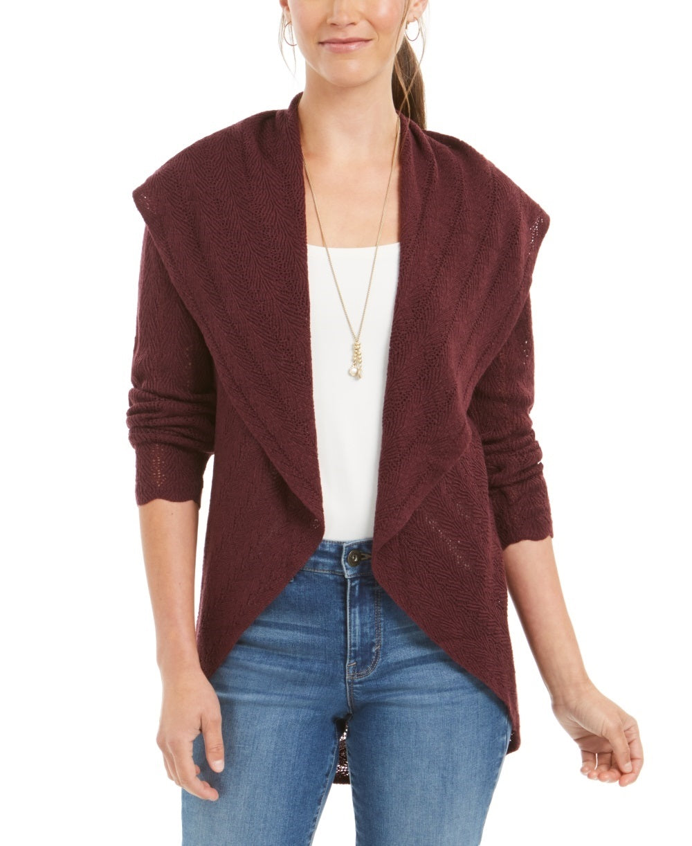 Style & Co Women's Pointelle Cardigan Purple Size XX-Large