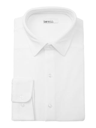Bar III Men's Heathered Slim Fit Dress Shirt White Size XL