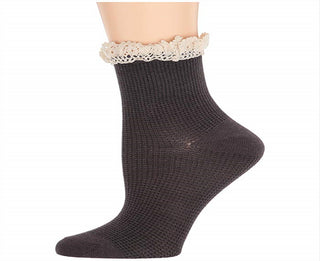 Free People Women's Darling Waffle Knit Ankle Crew Cut Socks Shoes Black Size Regular