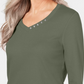 Karen Scott Women's Cotton V Neck Button Trim Top Green Size Small