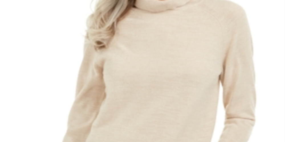 Karen Scott Women's Luxsoft Turtleneck Sweater Oatmeal Size Petite S/M