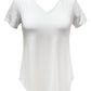 JM Collection Women's V Neck T-Shirt White Size Small