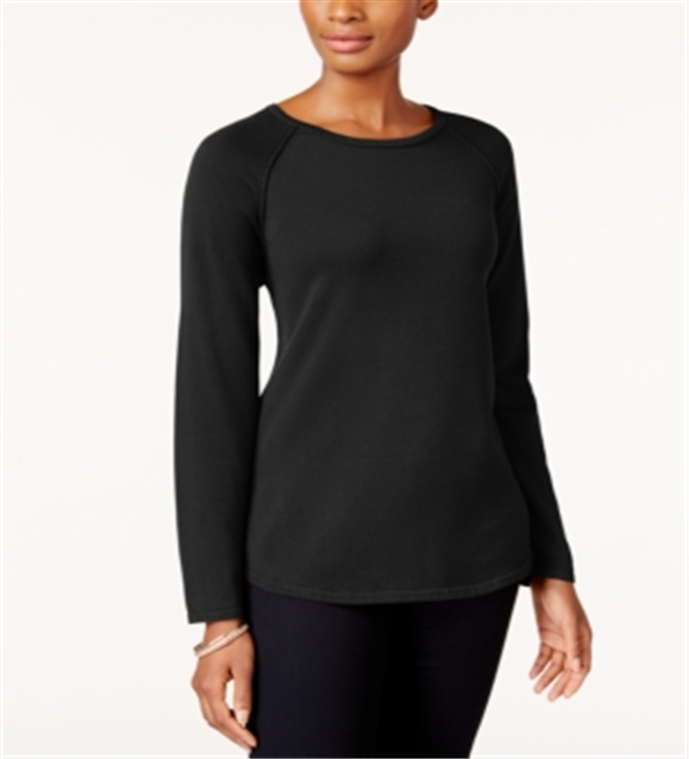 Karen Scott Women's Cotton Sweater Black Size Petite L