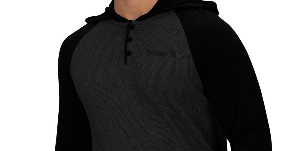 Hurley Men's Colorblocked Thermal Hoodie Gray Size XX-Large