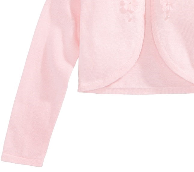 Bonnie Jean Little Girl's Floral Trim Cotton Cardigan Pink Size 6