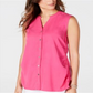Style & Co Women's Cinched Side Sleeveless Top Pink Size Petite M