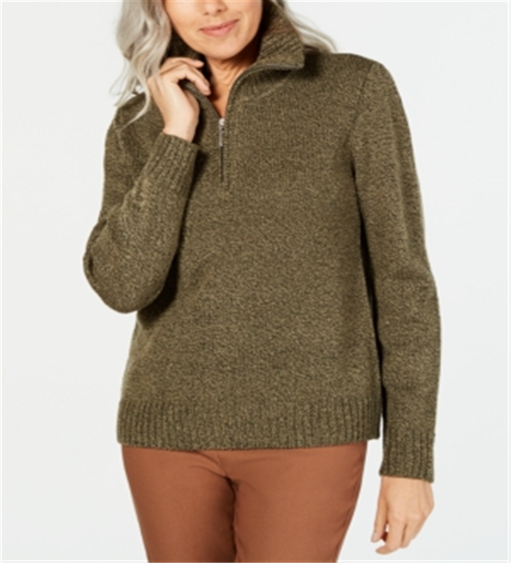 Karen Scott Women's Marled Knit Sweater Green Size Petite L