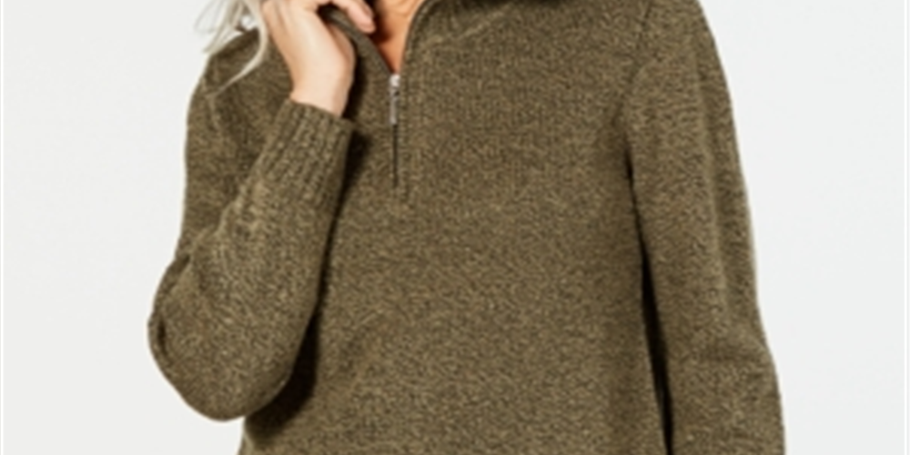 Karen Scott Women's Marled Knit Sweater Green Size Petite L