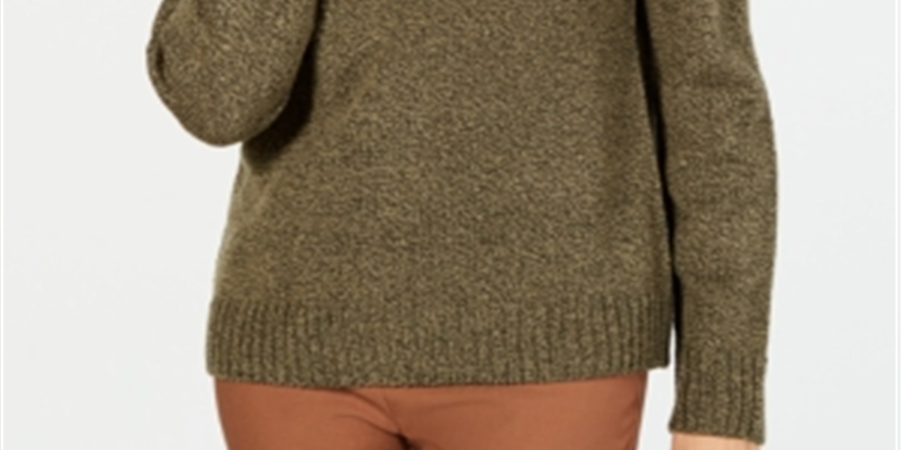 Karen Scott Women's Marled Knit Sweater Green Size Petite L