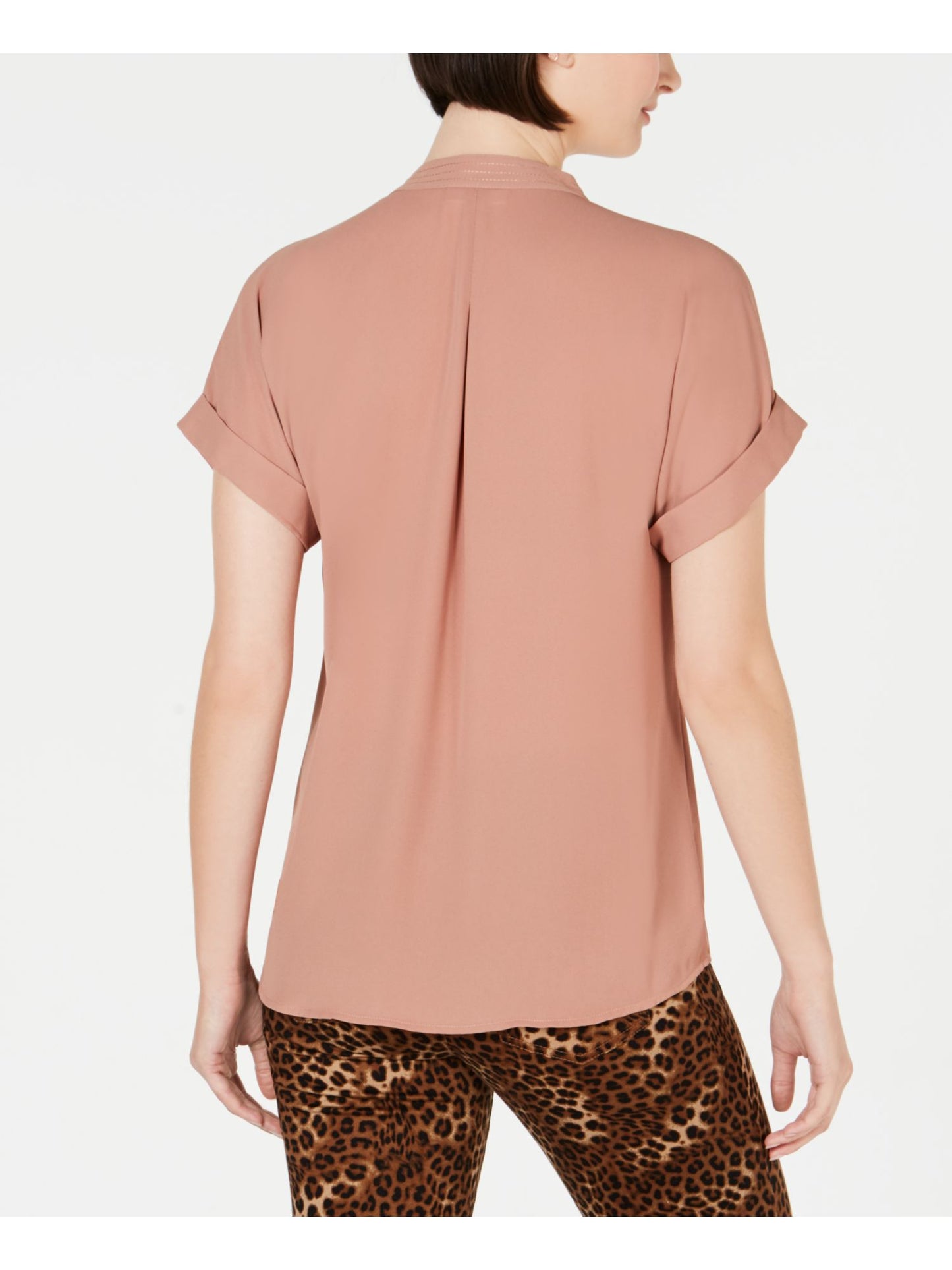 Charter Club Women's Solid Short Sleeve V Neck T-Shirt Top Pink Size Petite Small