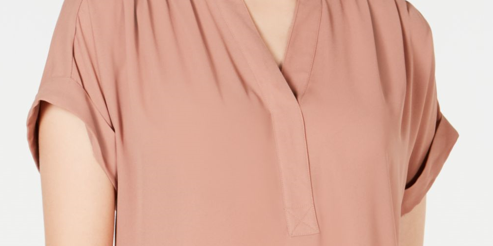 Charter Club Women's Solid Short Sleeve V Neck T-Shirt Top Pink Size Petite Small