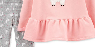 Carter's Baby Girl's 2 Pc Llama Peplum Top & Leggings Set Pink Size 9MOS