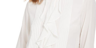 Calvin Klein Women's Long Sleeve Top White Size Petite Large