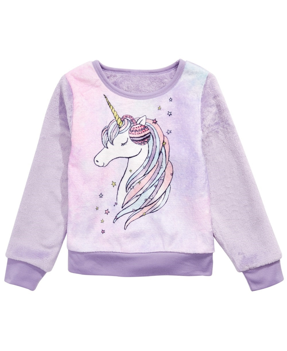 Evy Of California Toddler Girl's Unicorn Sweatshirt Purple Size 2T