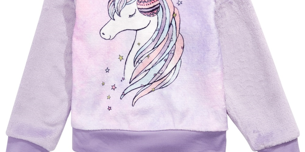 Evy Of California Toddler Girl's Unicorn Sweatshirt Purple Size 2T