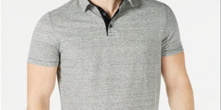 Alfani Men's Regular Fit End on End Stripe Linen Blend Polo T-Shirt Black Size Small