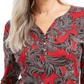 Karen Scott Women's Dotted Scrolls Henley Top Red Size Small