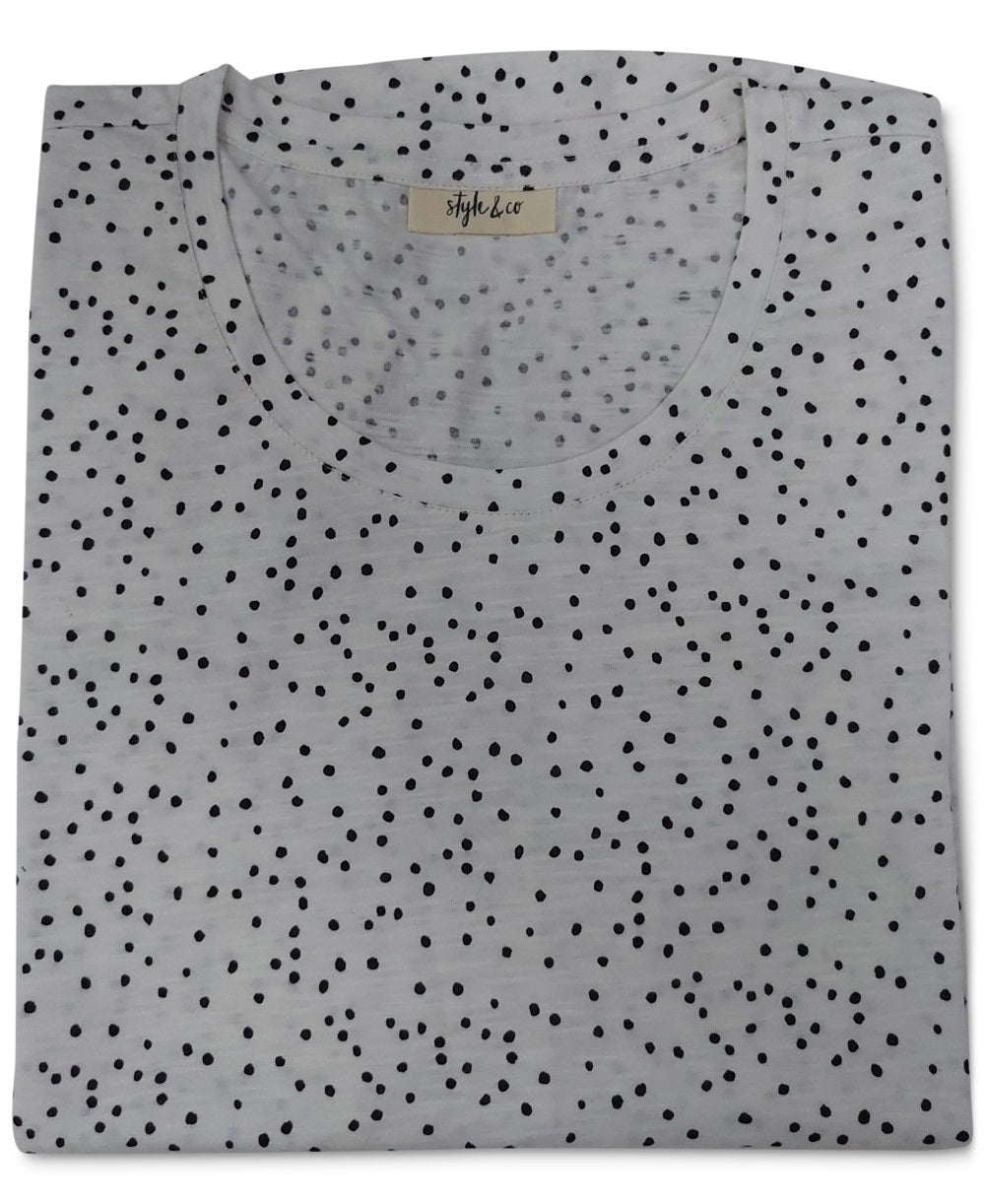 Style & Co Women's Cotton Printed T-Shirt White Size X-Large