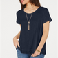 Style & Co Women's Ruffled Hem Top Blue Size Petite S