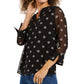Charter Club Women's Printed Split Sleeve Top Black Size Small
