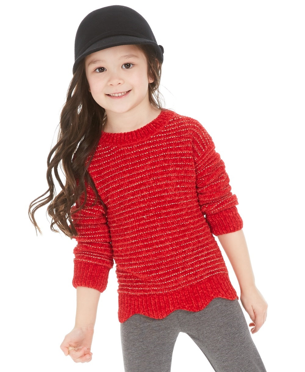 Epic Threads Toddler Girl's Chenille Scalloped Sweater  Red Size 2T